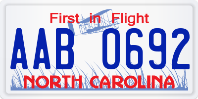 NC license plate AAB0692