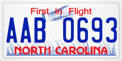 NC license plate AAB0693