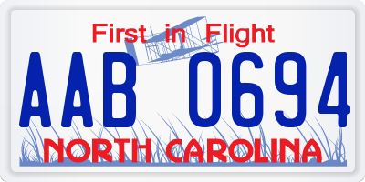 NC license plate AAB0694