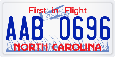 NC license plate AAB0696