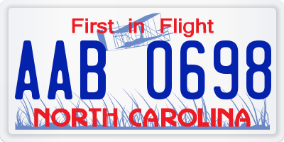 NC license plate AAB0698