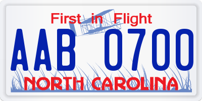 NC license plate AAB0700