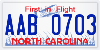 NC license plate AAB0703