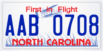 NC license plate AAB0708
