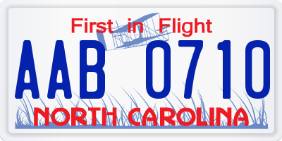 NC license plate AAB0710