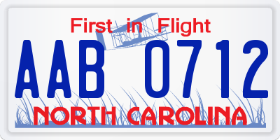 NC license plate AAB0712