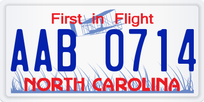 NC license plate AAB0714