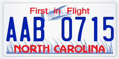 NC license plate AAB0715