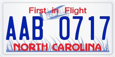 NC license plate AAB0717