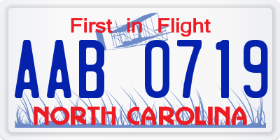 NC license plate AAB0719