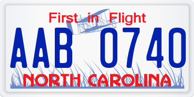 NC license plate AAB0740