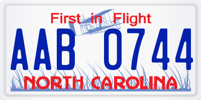 NC license plate AAB0744