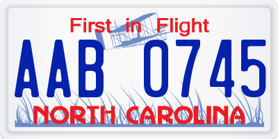 NC license plate AAB0745