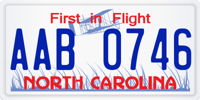 NC license plate AAB0746