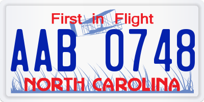 NC license plate AAB0748