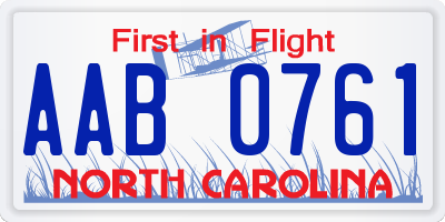 NC license plate AAB0761