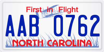 NC license plate AAB0762
