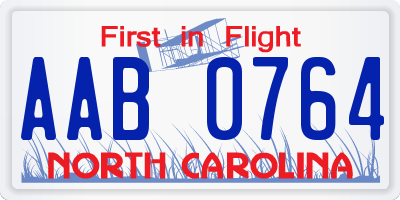 NC license plate AAB0764