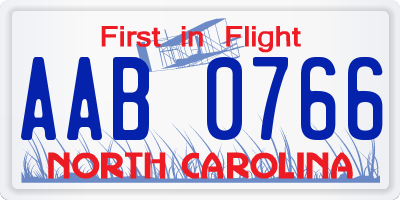 NC license plate AAB0766
