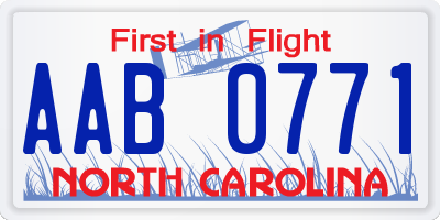 NC license plate AAB0771