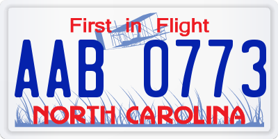 NC license plate AAB0773