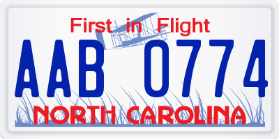 NC license plate AAB0774