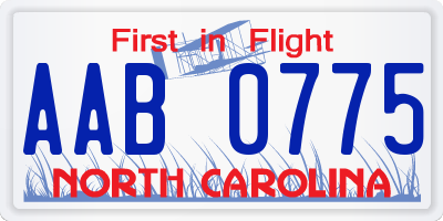 NC license plate AAB0775