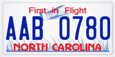 NC license plate AAB0780