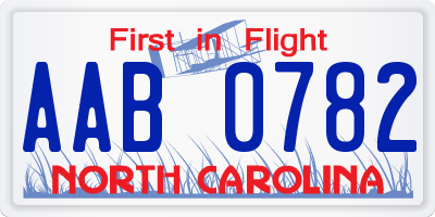 NC license plate AAB0782