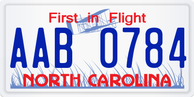 NC license plate AAB0784