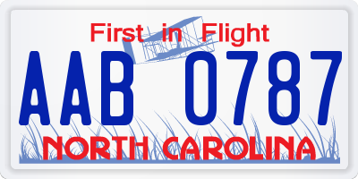 NC license plate AAB0787