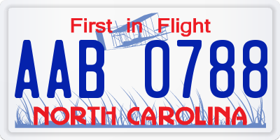 NC license plate AAB0788