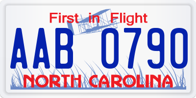 NC license plate AAB0790