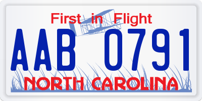 NC license plate AAB0791