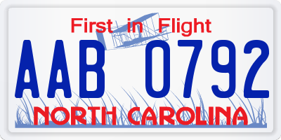 NC license plate AAB0792