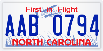 NC license plate AAB0794