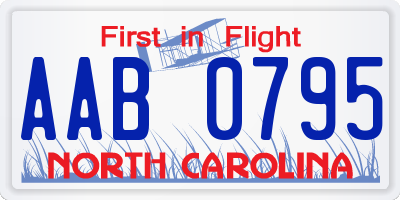 NC license plate AAB0795