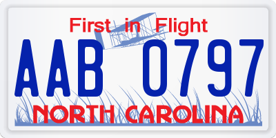 NC license plate AAB0797