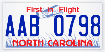 NC license plate AAB0798
