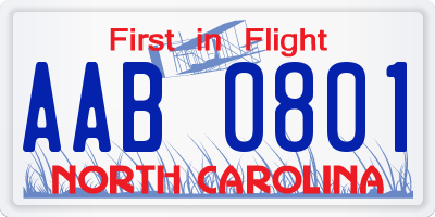 NC license plate AAB0801