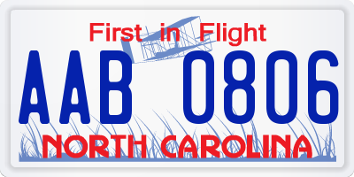NC license plate AAB0806