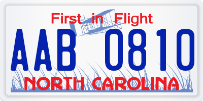 NC license plate AAB0810