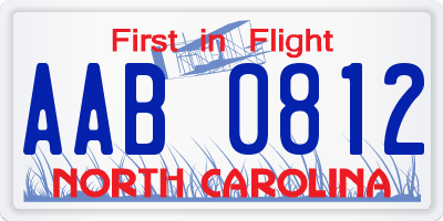 NC license plate AAB0812