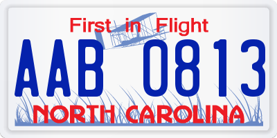 NC license plate AAB0813