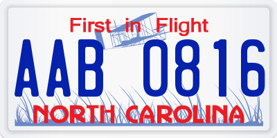 NC license plate AAB0816