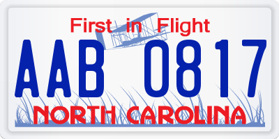 NC license plate AAB0817