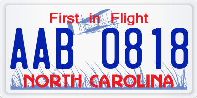 NC license plate AAB0818