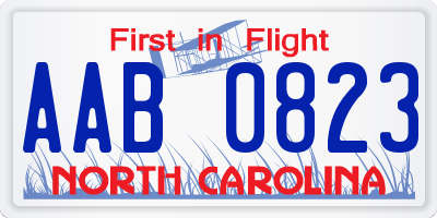 NC license plate AAB0823