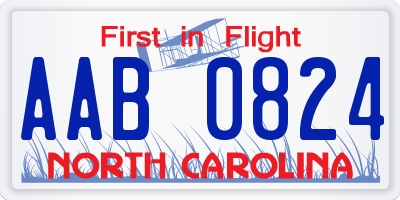 NC license plate AAB0824