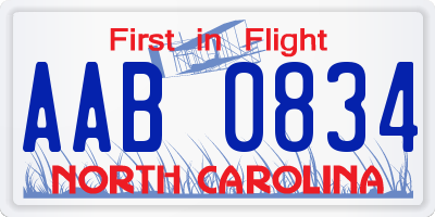 NC license plate AAB0834